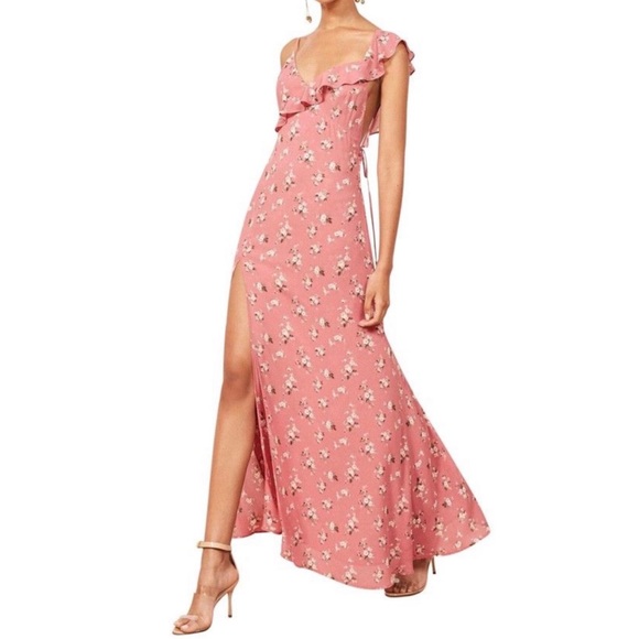REFORMATION MARLENE TRISTA OPEN-BACK FLORAL DRESS - Picture 1 of 14